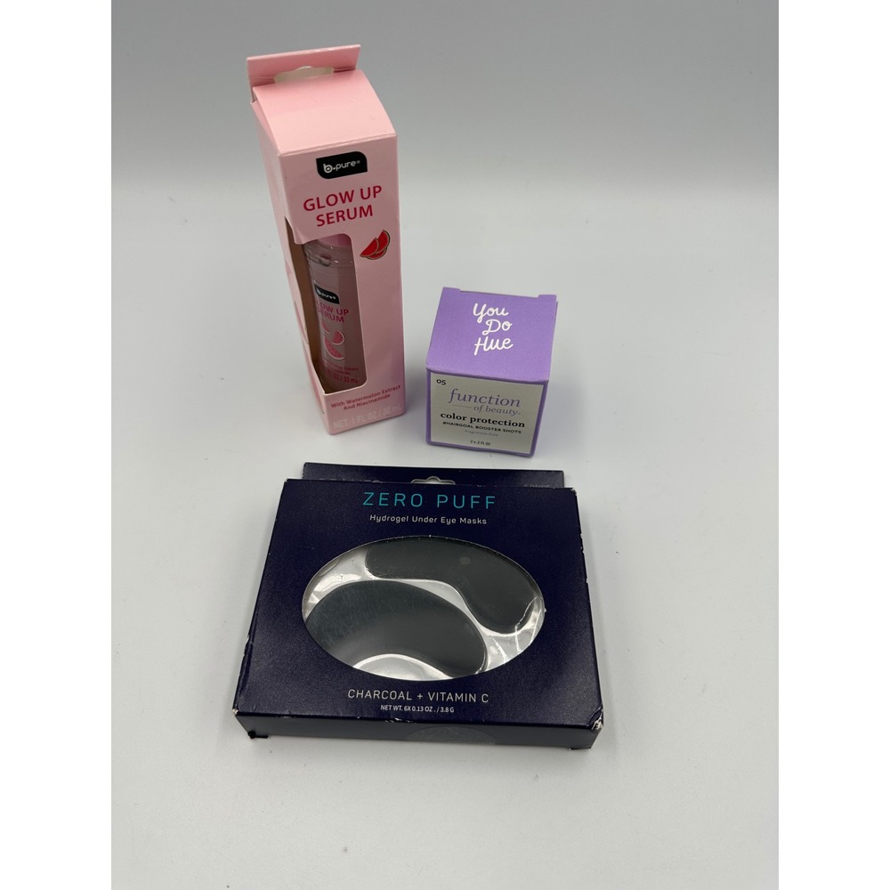 Glow Up Serum + Zero Puff Eye Masks + Color Protection‎ Shots Bundle NEW